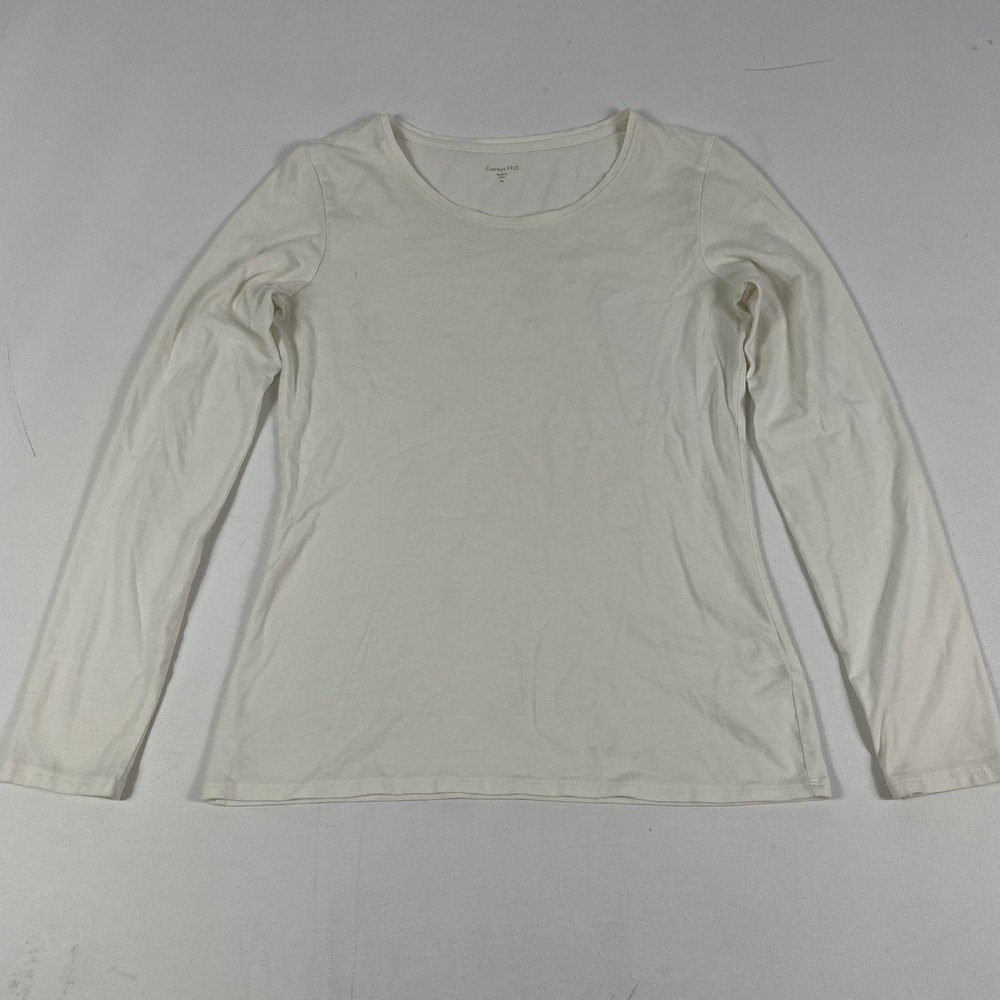 Garnet Hill Shirt Womens XS White Scoop Neck Long Sleeve Stretch Jersey Basic